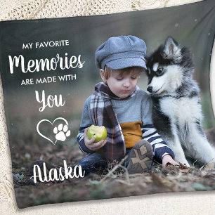 Favourite Memories Custom Pet Dog Memorial Photo Fleece Blanket