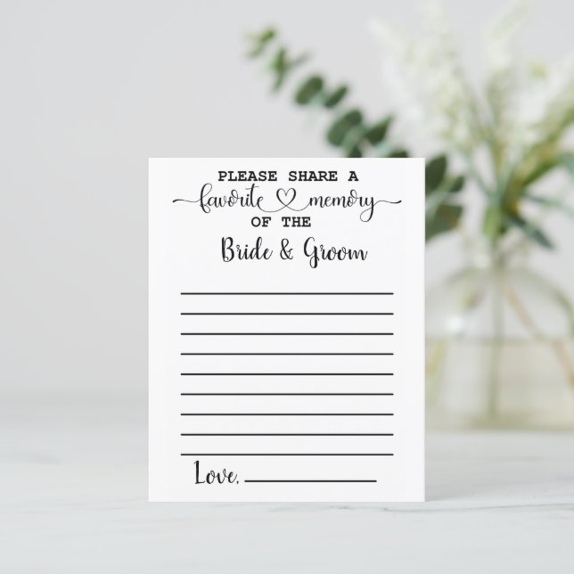 Favourite Memory of Bride Groom Advice Cards (Standing Front)