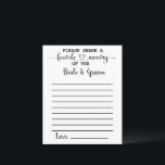 Favourite Memory of Bride Groom Advice Cards<br><div class="desc">Share the favourite memory of the bride and groom in these minimalist advice cards.</div>