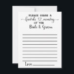 Favourite Memory of Bride Groom Advice Cards<br><div class="desc">Share the favourite memory of the bride and groom in these minimalist advice cards.</div>