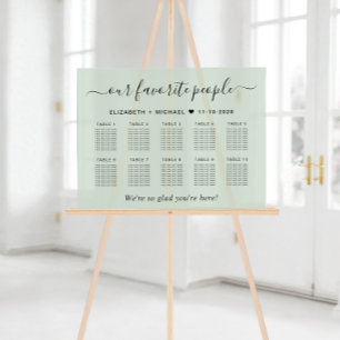 Favourite People 10 Table Sage Wedding Seating Acrylic Sign