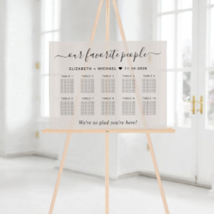 Favourite People 10 Table Taupe Wedding Seating Acrylic Sign