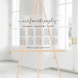 Favourite People 10 Table Wedding Seating Acrylic Sign