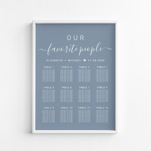 Favourite People 12 Table Wedding Seating Chart