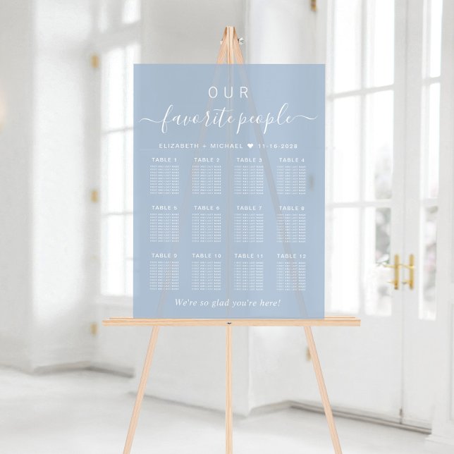 Favourite People 12 Table Wedding Seating Frosted Acrylic Sign (Creator Uploaded)
