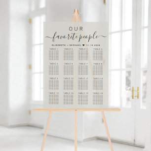 Favourite People 16 Table Taupe Wedding Seating Acrylic Sign