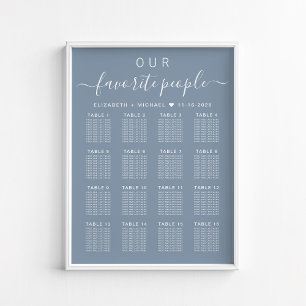 Favourite People 16 Table Wedding Seating Chart