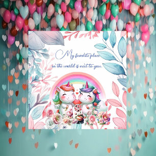 Favourite Place Romantic Unicorn Couple Valentines Holiday Card