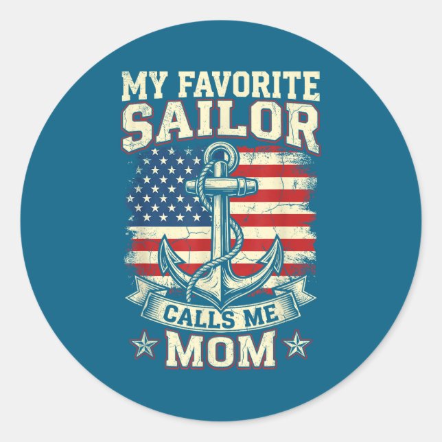 Favourite Sailor Calls Mum Mum Classic Round Sticker (Front)