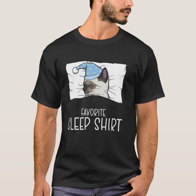 Favourite Sleep Shirt Siamese Cat, Napping Meezer  (Front)