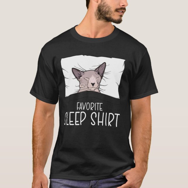 Favourite Sleep Shirt Sphinx Cat, Napping Cat Paja (Front)