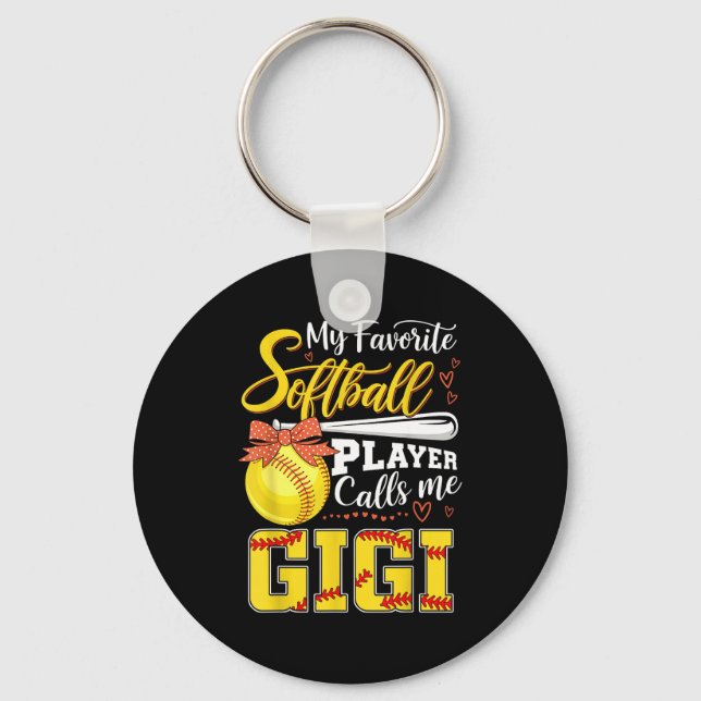 Favourite softball player calls gigi tee mothers d key ring (Front)