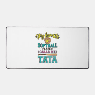 Favourite Softball Player Calls Me TATA Shirt Desi Desk Mat