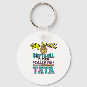 Favourite Softball Player Calls Me TATA Shirt Desi Key Ring