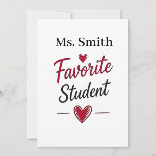 Favourite Student Personalised Teacher Gift Card