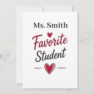 Favourite Student Personalised Teacher Gift Card