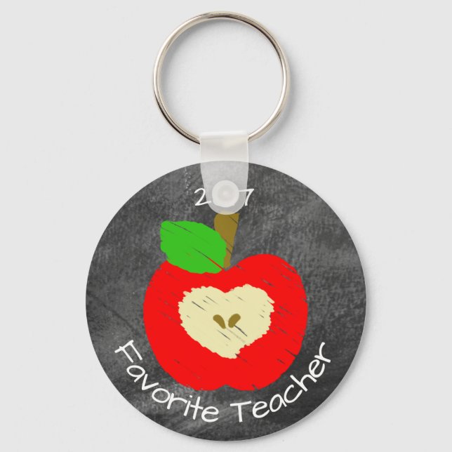 Favourite Teacher Keychain on Chalkboard Backgroun (Front)