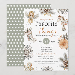 Favourite Things Boho Gift Exchange Holiday Party Invitation