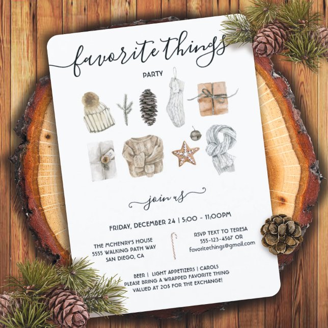 Favourite Things Christmas Holiday Exchange Party Invitation (Creator Uploaded)