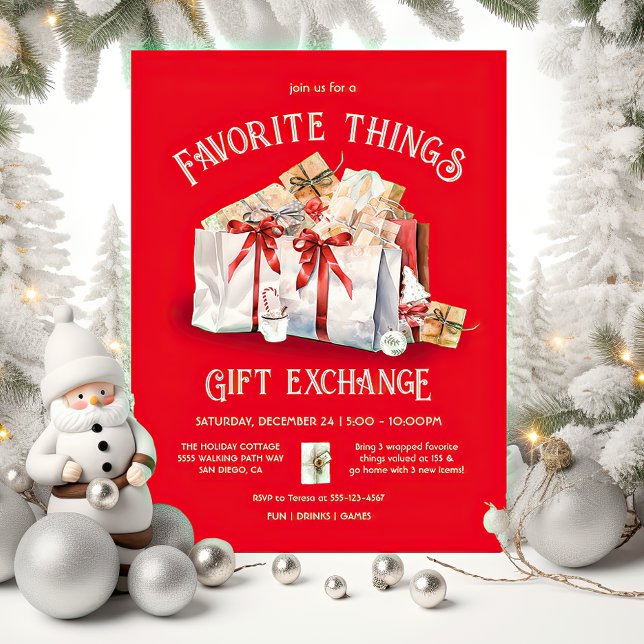 Favourite Things Christmas holiday gift exchange Invitation (Creator Uploaded)