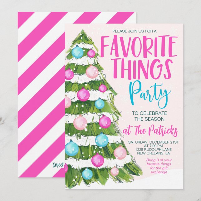 Favourite Things Christmas Party Invitation (Front/Back)