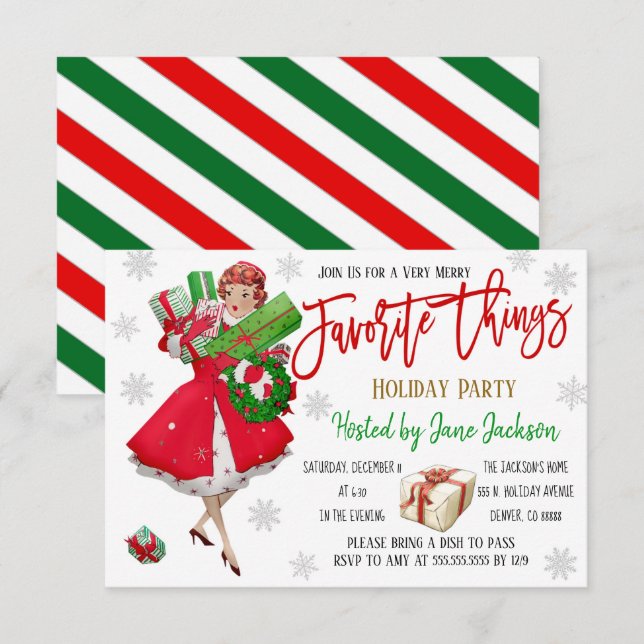 Favourite Things Christmas Party Invitation (Front/Back)