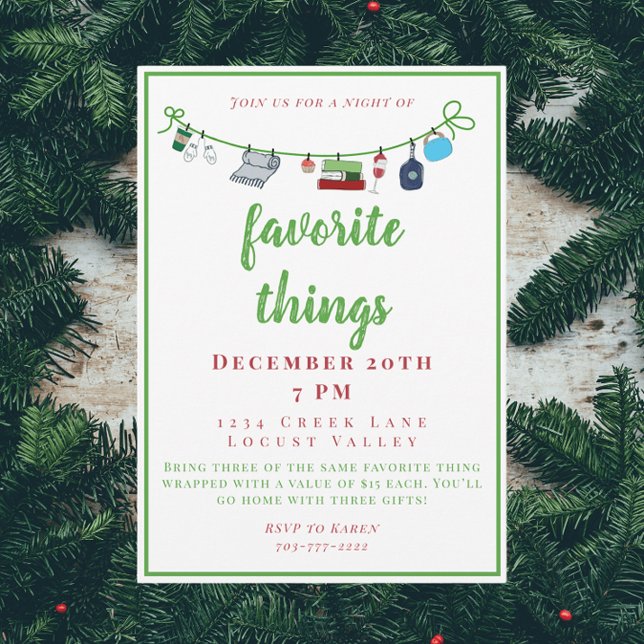 Favourite Things Christmas Party Ladies Night Invitation (Creator Uploaded)
