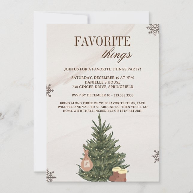 Favourite Things & Exchange Gift Christmas Party Invitation (Front)
