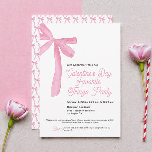 Favourite things Galentine's Party Pink Bow Theme Invitation