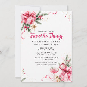 Favourite Things Gift Exchange Pink Christmas Part Invitation