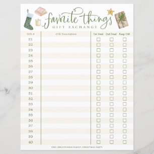 Favourite Things Gift Exchange Tracker #21-40