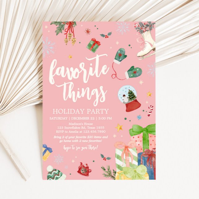 Favourite Things Holiday Christmas Party Invitation (Festive Favorite Things Holiday Christmas Party Invitation)