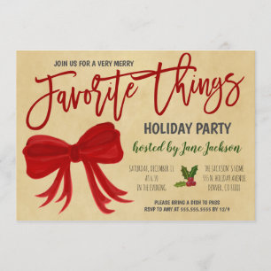 Favourite Things Holiday Party Invitation