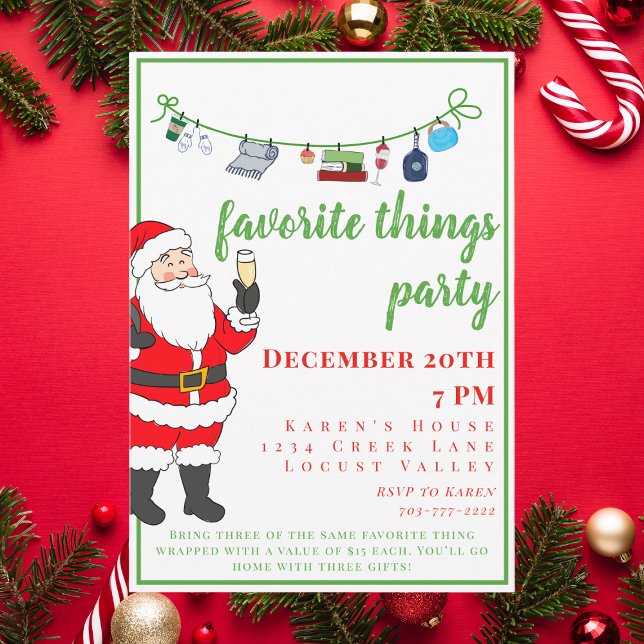 Favourite Things Holiday Party with Santa Champagn Invitation (Creator Uploaded)