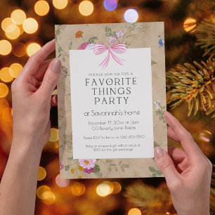 Favourite Things Party Invitation   Gold Floral