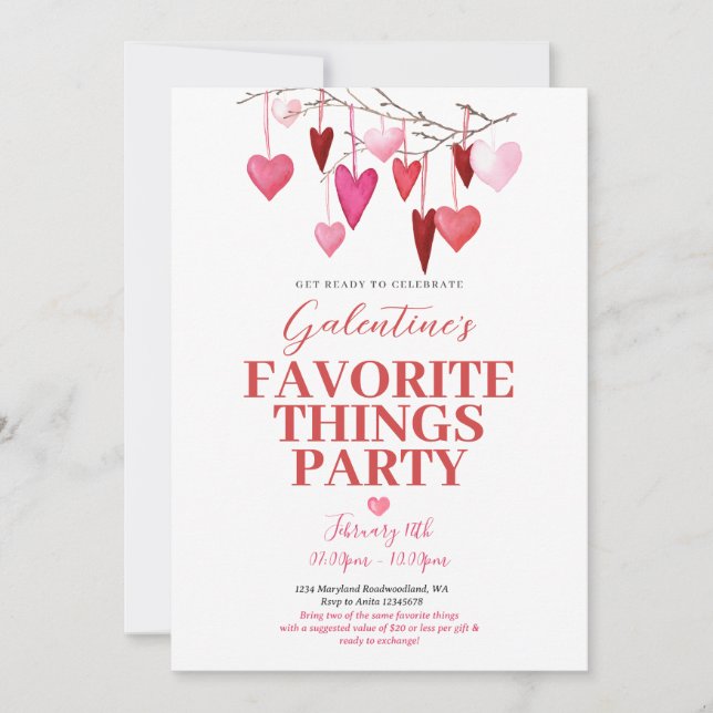 Favourite Things Valentine’s Galentine’s Party Invitation (Front)