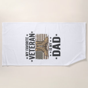 Favourite Veteran Dad Patriotic Combat Boots Shirt Beach Towel