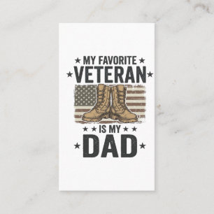 Favourite Veteran Dad Patriotic Combat Boots Shirt Business Card