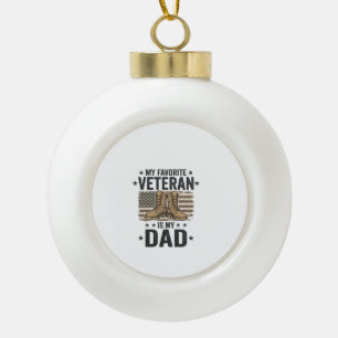 Favourite Veteran Dad Patriotic Combat Boots Shirt Ceramic Ball Christmas Ornament