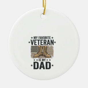 Favourite Veteran Dad Patriotic Combat Boots Shirt Ceramic Tree Decoration