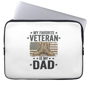 Favourite Veteran Dad Patriotic Combat Boots Shirt Laptop Sleeve