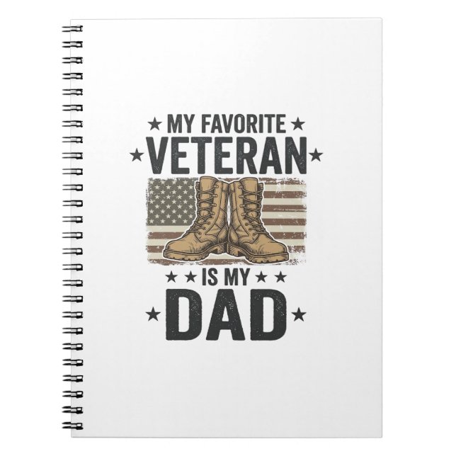 Favourite Veteran Dad Patriotic Combat Boots Shirt Notebook (Front)