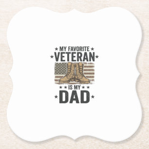 Favourite Veteran Dad Patriotic Combat Boots Shirt Paper Coaster