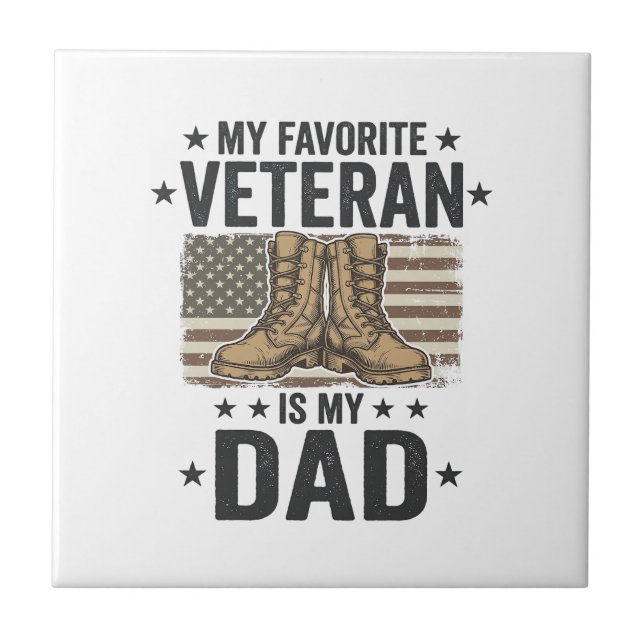 Favourite Veteran Dad Patriotic Combat Boots Shirt Tile (Front)