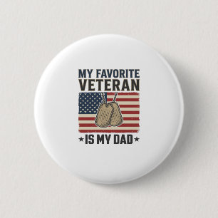 Favourite Veteran Dad Patriotic Dog Tags Design_1 6 Cm Round Badge