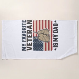 Favourite Veteran Dad Patriotic Dog Tags Design_1 Beach Towel