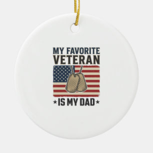 Favourite Veteran Dad Patriotic Dog Tags Design_1 Ceramic Tree Decoration