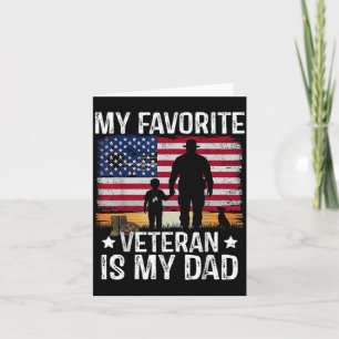 Favourite Veteran is Dad American Flag Military Card