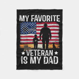Favourite Veteran is Dad American Flag Military Fleece Blanket