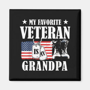 Favourite Veteran is Grandpa Patriotic Family Magnet